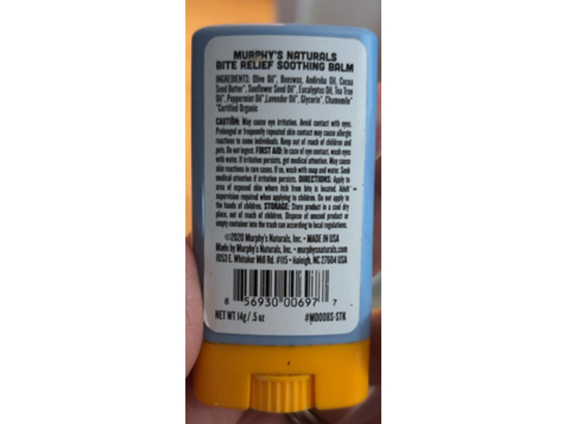 Murphy's Natural Bite Relief Smoothing Balm, Andiroba Oil, Eucalyptus, 0.5 oz/4 g, Pack Of 3