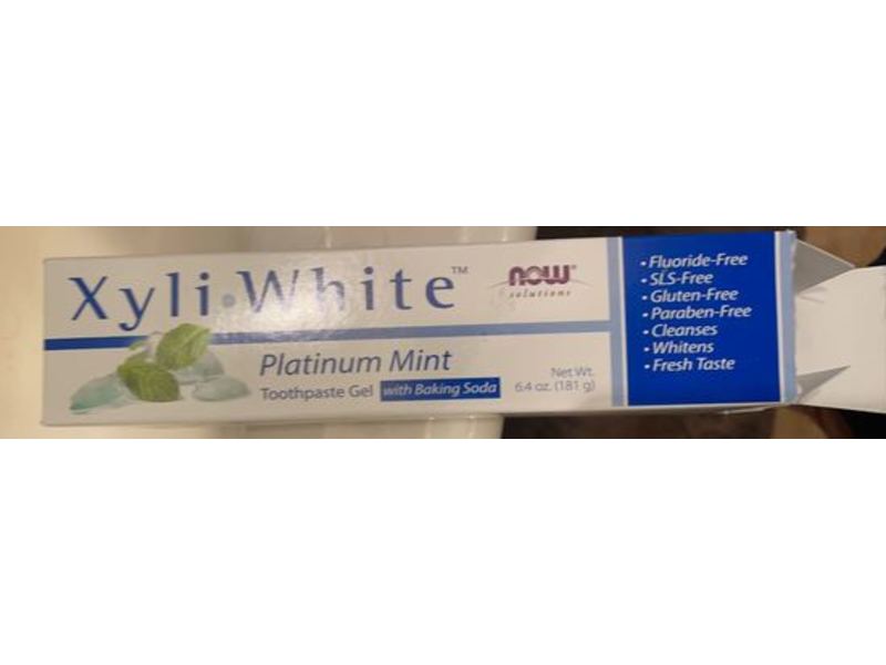Now Xyli White Toothpaste Gel, Platinum Mint, 6.4 oz/181 g, 4 Count