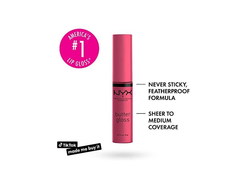 NYX Professional Makeup Butter Gloss, Warm Pink, 0.27 fl oz/8 mL