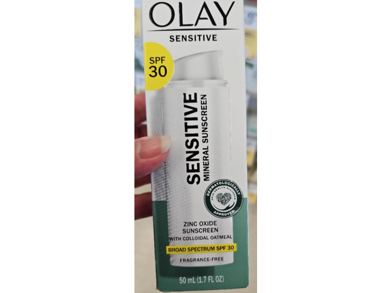 Olay Sensitive Mineral Sunscreen, Colloidal Oatmeal, SPF 30, 1.7 fl oz/50 mL