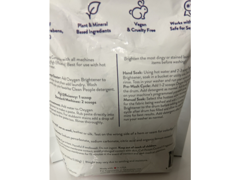 Clean People. Oxygen Brightener Stain Remover, 41.09 oz/1.16 kg