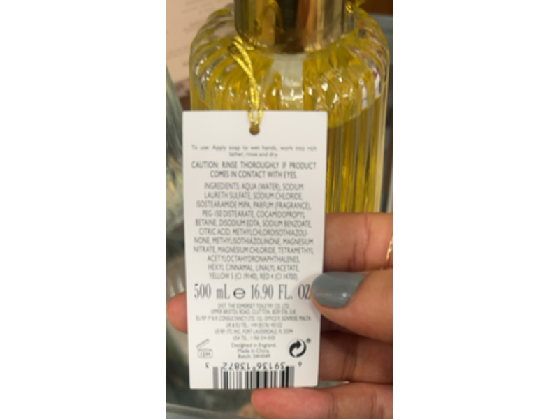 Asquith & Somerset Hand Wash, Honey Scented, 16.90 fl oz/500 mL