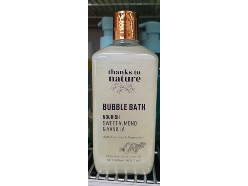 Thanks To Nature Bubble Bath, Sweet Almond & Vanilla, 16.9 fl oz/500 mL