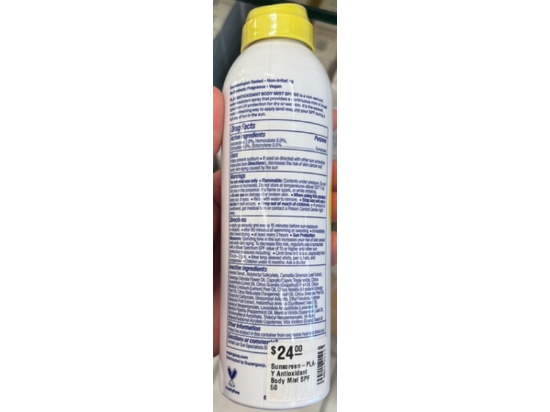 Supergoop Play Antioxidant Body Mist, SPf 50, 6 fl oz/177 mL