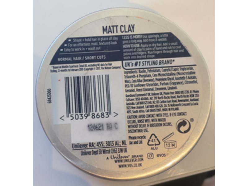 Vo5 Shape + Define Matt Finish Clay, Extra Hold, 75 mL, Pack Of 6