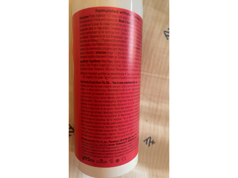 Yes To Grapefruit Daily Foaming Cleanser, 5 fl oz/150 mL