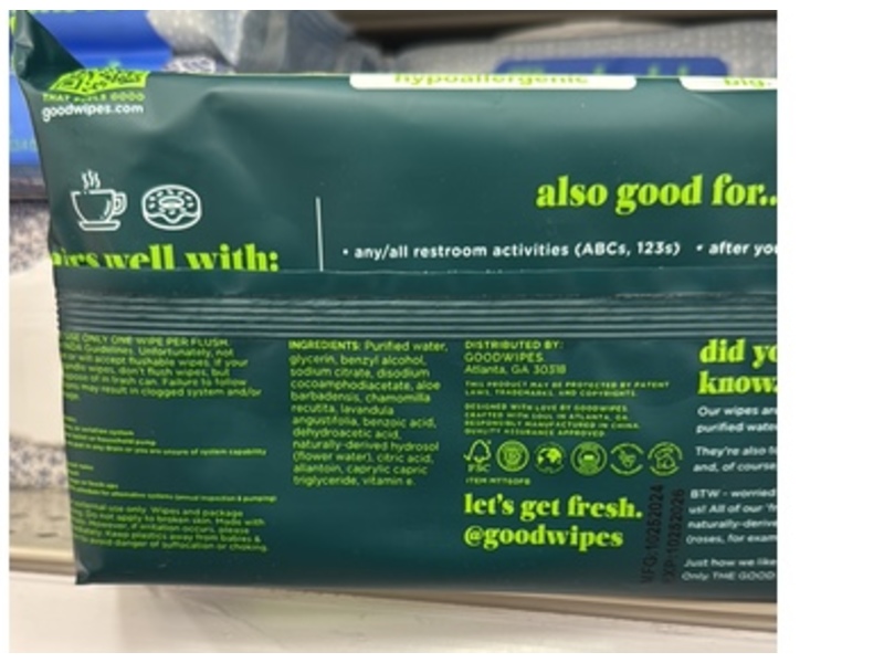 Goodwipes Botanical Bliss Flushable Wipes, 60 Count