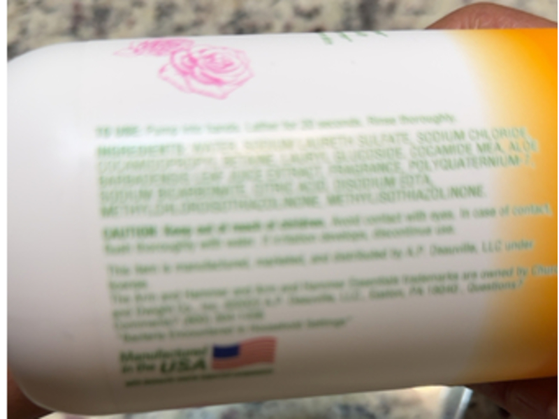 Arm & Hammer Essentials Liquid Hand Wash, Gentle Rose Water, 12 fl oz/355 mL