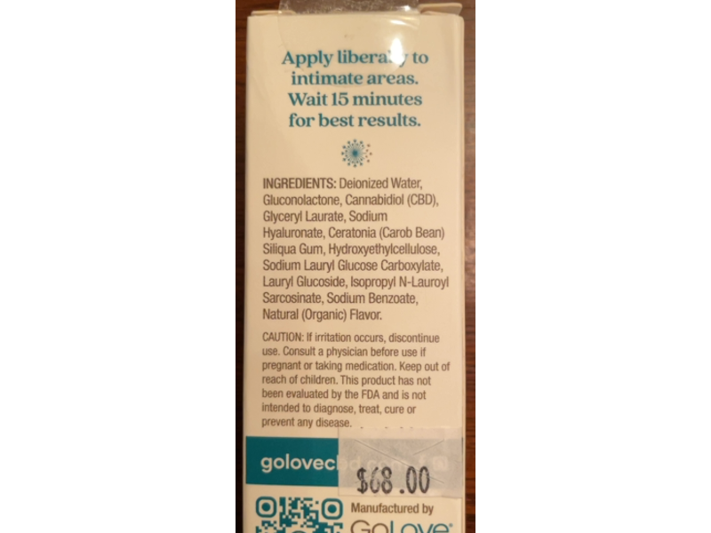 GoLove CBD Naturals Intimate Water-Based Lubricant, 40 mL