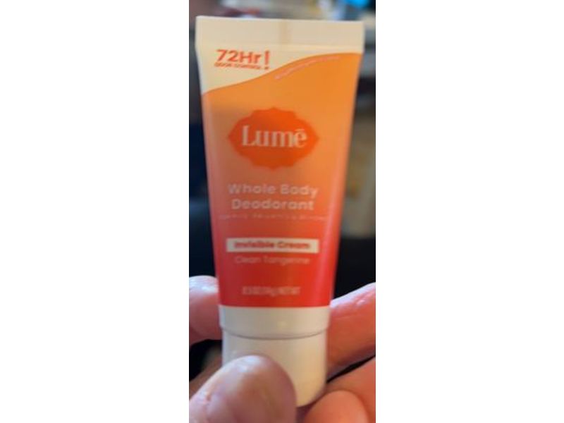 Lume Whole Body Deodorant, Mini Invisible Cream, Clean Tangerine, 0.5 oz/14 g