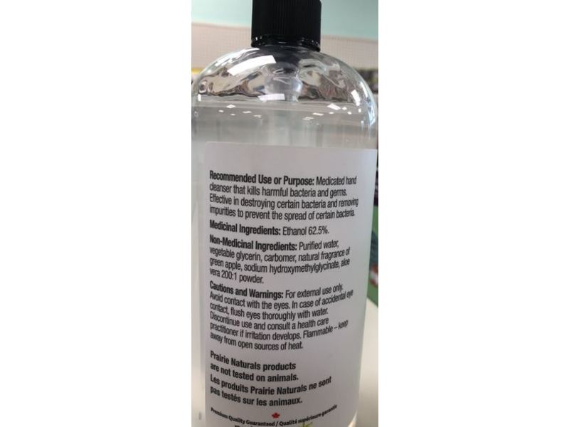 Prairie Naturals Germ Force Moisturizing Hand Sanitizer, Aloe Vera, Apple Scent, 33.8 oz/1 L
