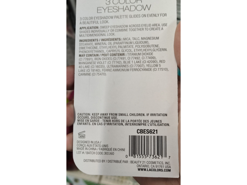 L.A Colors 3 Color Eyeshadow, Lotus, 0.19 oz/5.5 g