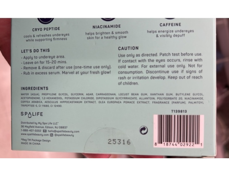 SpaLife Chill Mode Depuffing Undereye Mask, 0.23 oz/6.5 g, 16 Count