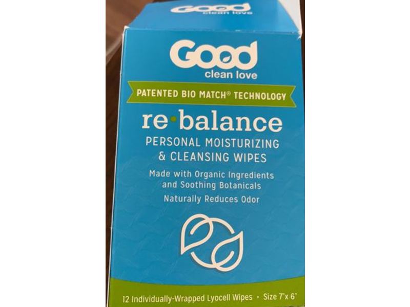 Good Clean Love Re Balance Personal Moisturizing & Cleaning Wipes, 12 Count