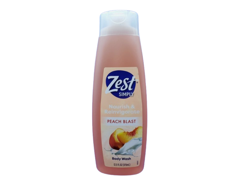 Zest Simply Nourish & Reinvigorate Body Wash, Peach Blast, 12.5 fl oz/370 mL