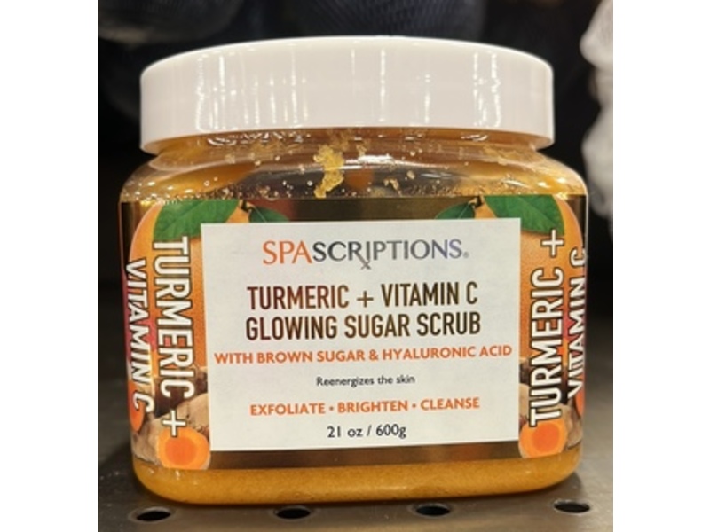 SpaScriptions Glowing Sugar Scrub, Turmeric + Vitamin C, 21 oz/600 g
