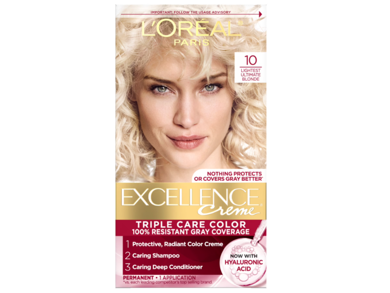 L'Oreal Paris Excellence Creme Permanent Hair Color Kit, Hyaluronic Acid, 10 Lightest Ultimate Blonde