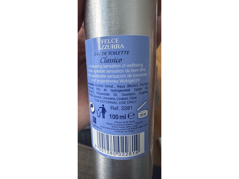 Paglieri Felce Azzurra Eau De Toilette, Classico, 100 mL