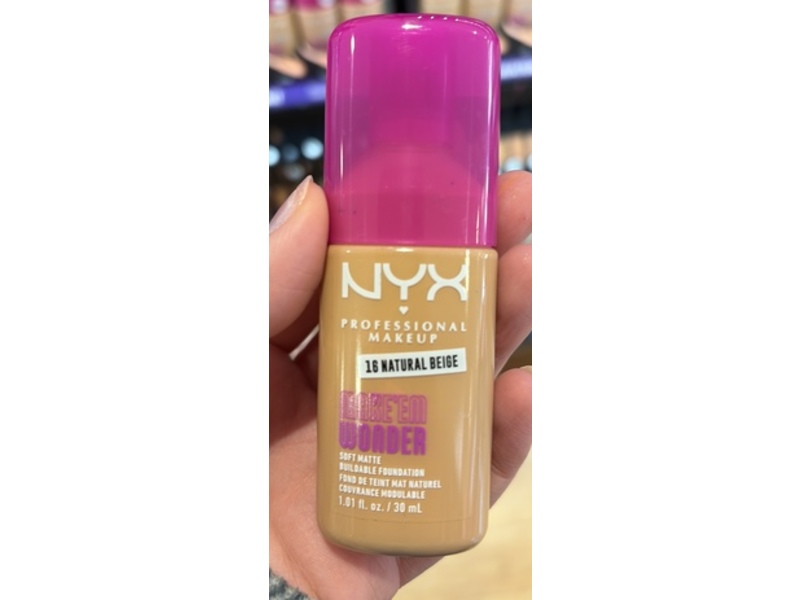 Nyx Professional Makeup Make 'Em Wonder Soft Matte Buildable Foundation, 16 Natural Beige, 1.01 fl oz/30 mL