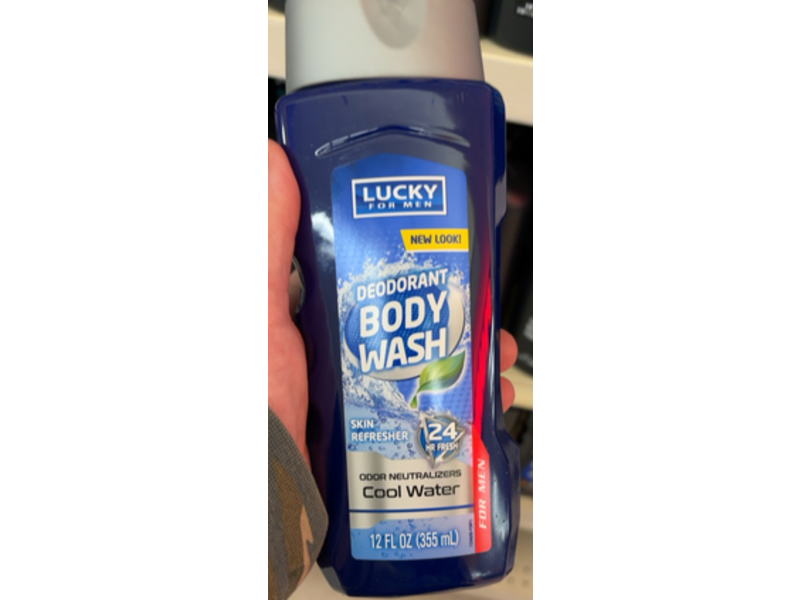 Lucky Deodorant Body Wash, Cool Water, 12 fl oz/355 mL