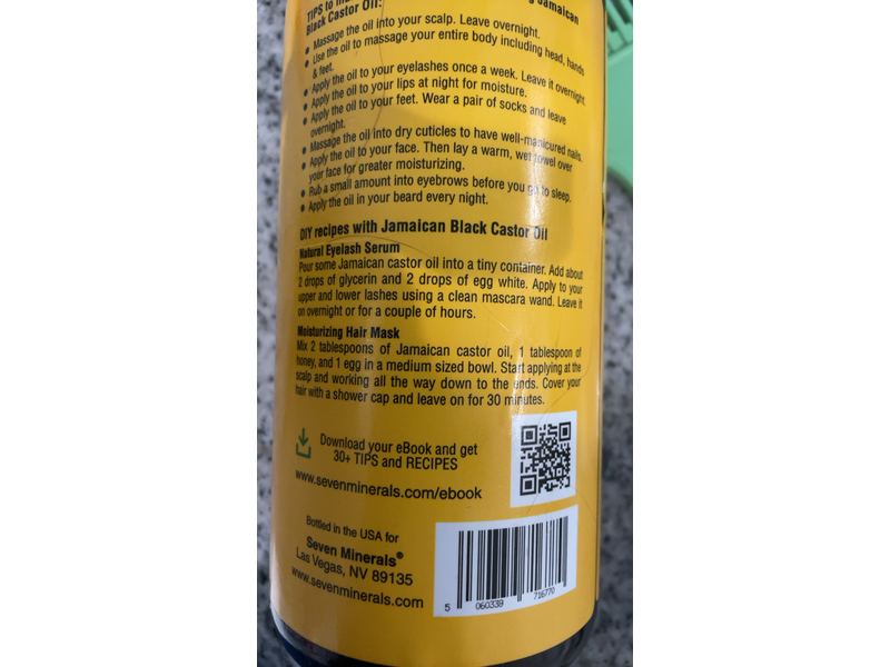 Seven Minerals Jamaican Black Cold Pressed & Unrefined Castor Oil, 32 fl oz/950 mL