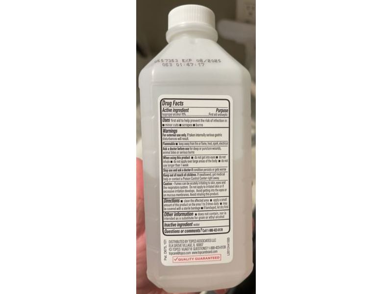 TopCare Frist Aid Antiseptic, 70% Alcohol Isopropyl, 16 fl oz/473 mL