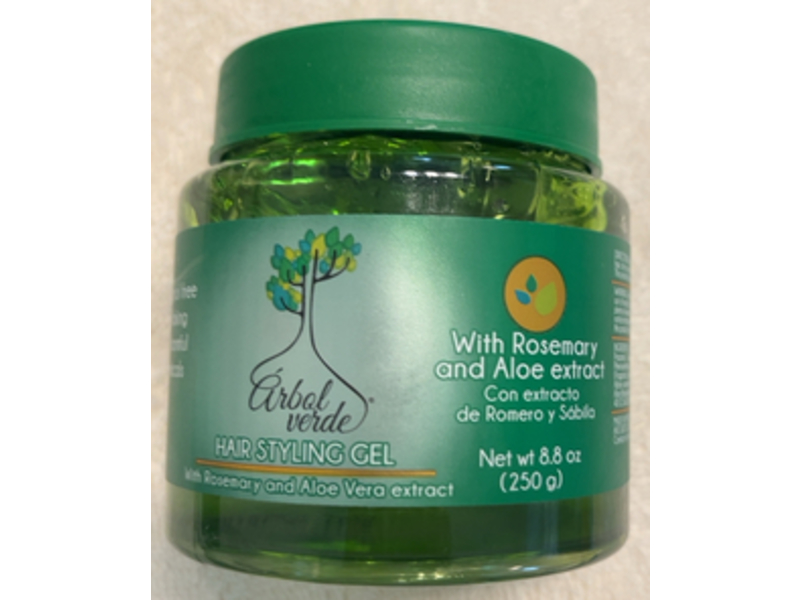 Arbol Verde Hair Styling Gel, Rosemary & Aloe Extract, 8.8 oz/250 g