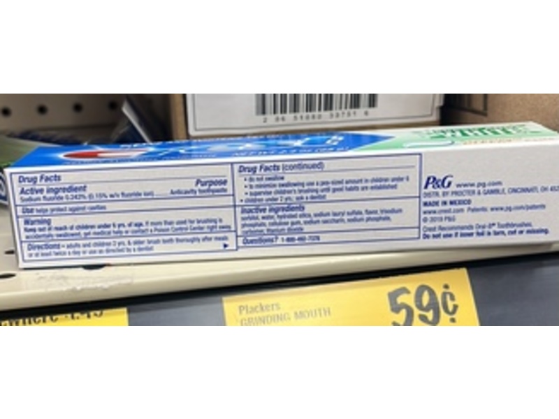Crest Fresh & White Toothpaste, Peppermint Gleem Paste, 2.4 oz/68 g