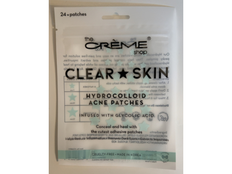 The Creme Shop Clear Skin Hydrocolloid Acne Patches, Glycolic Acid, 24 Count, Pack Of 3
