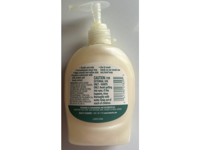 Paperbird Liquid Hand Soap, Milk & Honey, 7.5 fl oz/221 mL