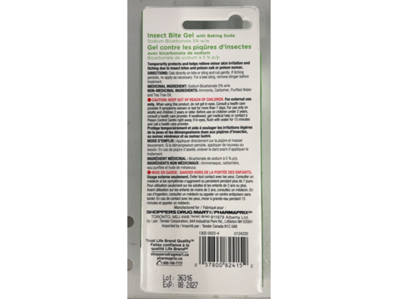 Life Brand Insect Bite Gel, Baking Soda, 20 g