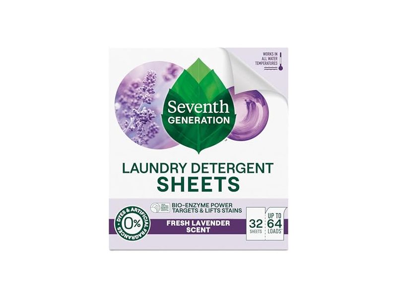 Seventh Generation Laundry Detergent Sheets, Fresh Lavender Scent, 64 Loads, 32 Count