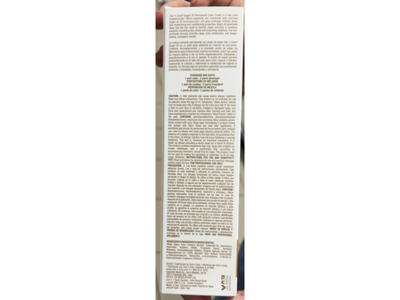 One N Only Argan Oil Permanent Color Cream, 7GM Medium Cream Soda Blonde, 3 fl oz/90 mL