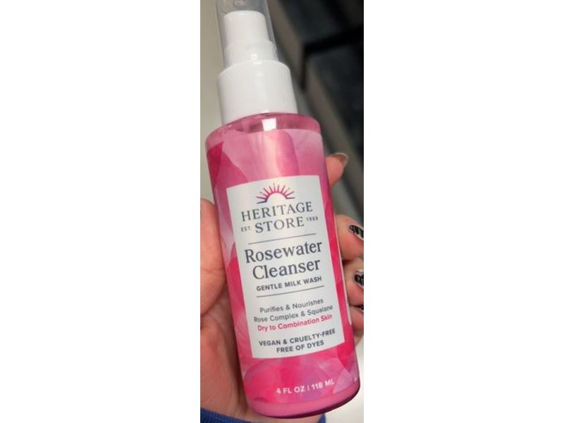 Heritage Store Gentle Milk Cleanser, Rose Water, 4 fl oz/118 mL