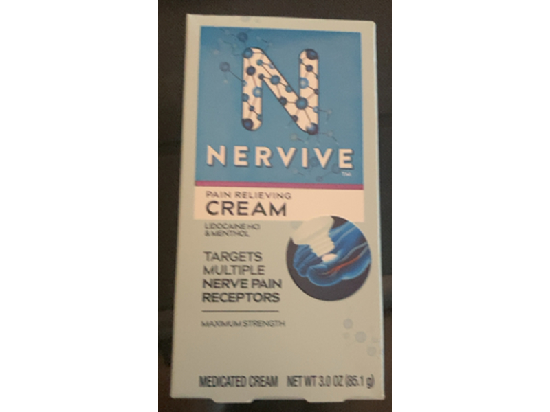 Nervive Pain Relieving Cream, Lidocaine Hcl & Menthol, 3.0 oz/85.1 g