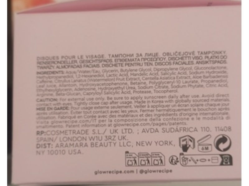 Glow Recipe LHA + AHA Exfoliating Toner Pads, 115 g, 60 Count