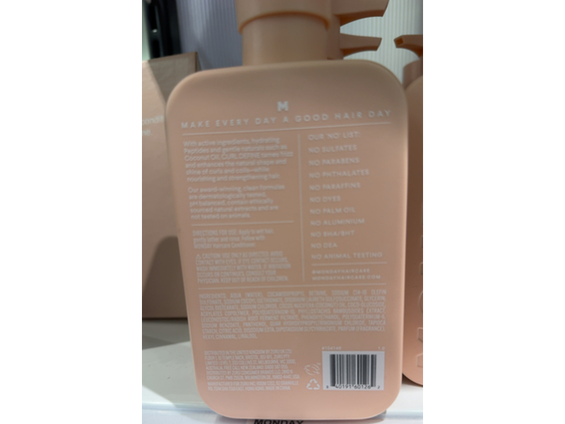 Monday Curl Define Shampoo, Peptides, 12 fl oz/354 mL