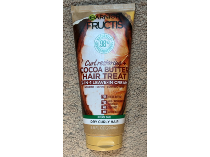Garnier Fructis Curl Restoring 3 In 1 Leave In Cream, Cocoa Butter, 6.8 fl oz/200 mL