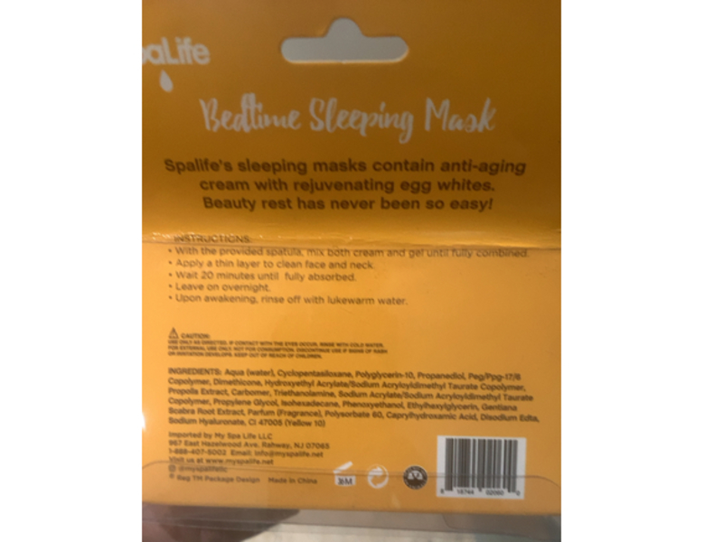 Spalife Bedtime Sleeping Mask, Egg White, 0.14 oz/4 g, 4 Count