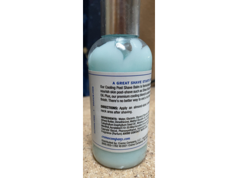 Cremo Cooling Formula Post Shave Balm, Refreshing Mint, 4 fl oz/118 mL