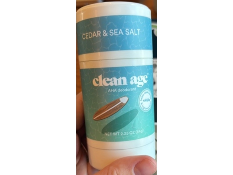 Clean Age AHA Deodorant, Cedar & Sea Salt, 2.25 oz/64 g