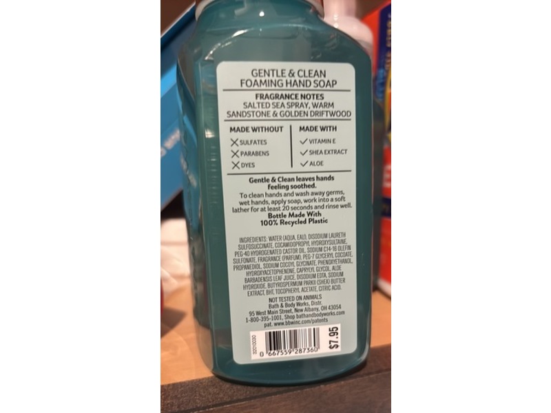 Bath & Body Works White Barn Gentle & Clean Foaming Hand Soap, Sea & Sandstone, 8.75 fl oz/259 mL