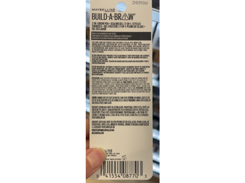 Maybelline Build-A-Brow 2-in-1 Brow Pen + Sealing Brow Gel, 262 Black Brown, 0.034 fl oz/1 mL