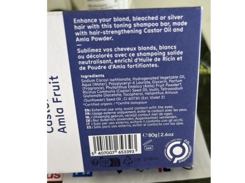 Arista Ayurveda Shampoo Bar, Castor Oil + Amla, 2.6 oz/80 g