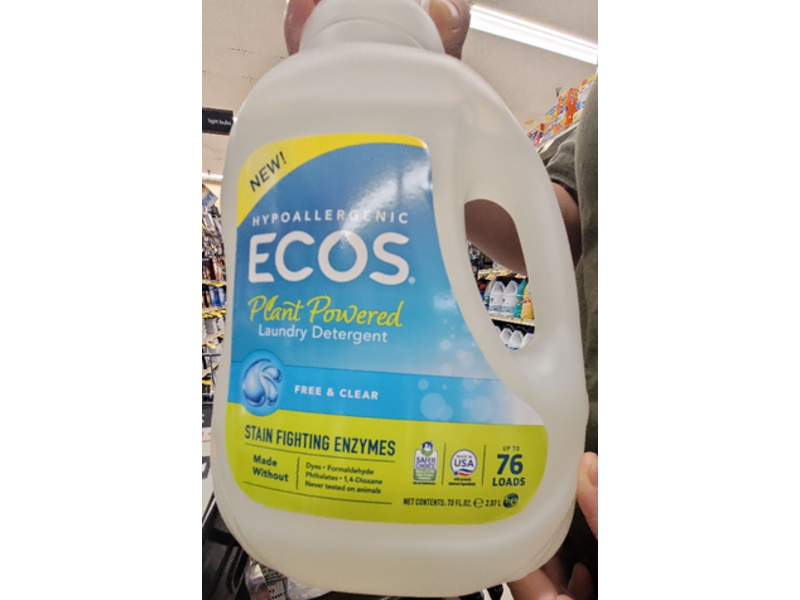 ECOS Laundry Detergent, Free & Clear, 76 Loads, 70 fl oz/2.07 L