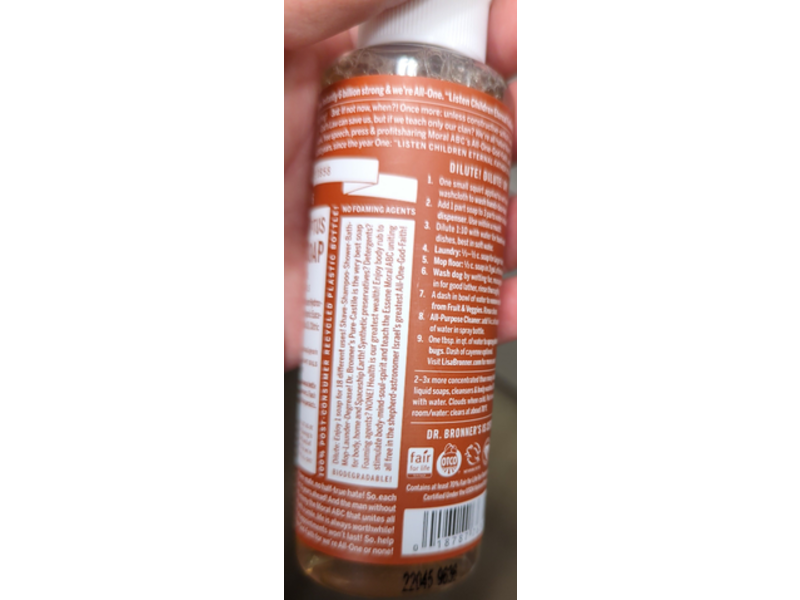 Dr. Bronner's 18-In-1 Pure-Castile Soap, Hemp Eucalyptus, 4 fl oz/118 mL