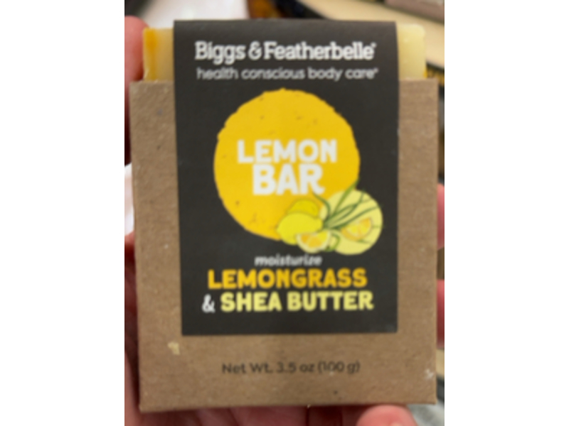 Biggs & Featherbelle Lemon Bar Soap, Lemongrass & Shea Butter, 3.5 oz/100 g