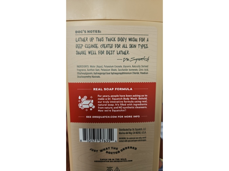 Dr. Squatch Men's Natural Body Wash, Sandalwood Summit, 14 fl pz/414 mL