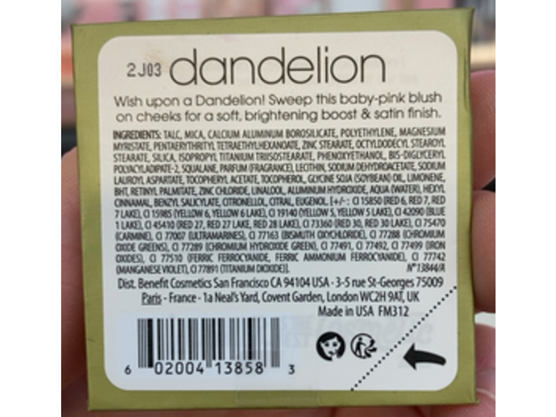 Benefit Dandelion Blush, Baby Pink, Mini, 0.08 fl oz/2.5 g