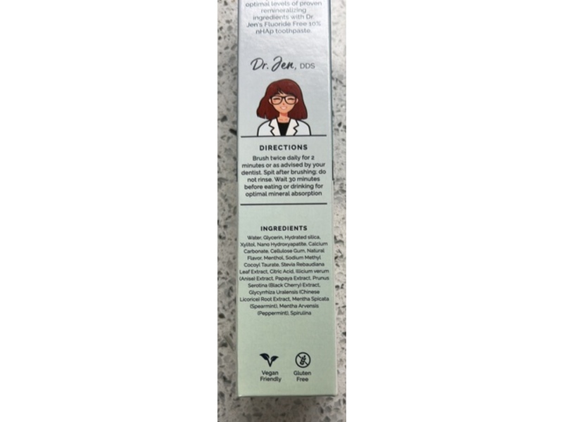 Dr. Jen's 10% Nano Hydroxyapatite Toothpaste, Cool Mint, 4 fl oz/118 mL